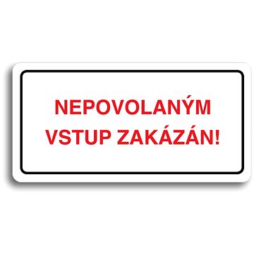 Accept Piktogram "NEPOVOLANÝM VSTUP ZAKÁZÁN" (160 × 80 mm) (bílá tabulka - barevný tisk)
Accept Piktogram "NEPOVOLANÝM VSTUP ZAKÁZÁN" (160 × 80 mm) (bílá tabulka - barevný tisk)