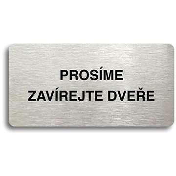 Accept Piktogram "PROSÍME ZAVÍREJTE DVEŘE" (160 × 80 mm) (stříbrná tabulka - černý tisk bez rámečku)
Accept Piktogram "PROSÍME ZAVÍREJTE DVEŘE" (160 × 80 mm) (stříbrná tabulka - černý tisk bez rámečku)