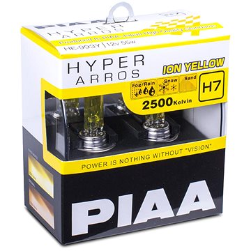 PIAA Hyper Arros Ion Yellow 2500KK H7 - teplé žluté světlo 2500K pro použití v extrémních podmínkách
PIAA Hyper Arros Ion Yellow 2500KK H7 - teplé žluté světlo 2500K pro použití v extrémních podmínkách