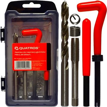 Quatros Sada na opravu poškozených závitů M7 × 1.0 typu Helicoil + 10 závitových vložek
Quatros Sada na opravu poškozených závitů M7 × 1.0 typu Helicoil + 10 závitových vložek