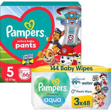 PAMPERS Active Baby Pants Paw Patrol vel. 5 (66 ks) + Harmonie Aqua Paw Patrol ubrousky 3× 48 ks
PAMPERS Active Baby Pants Paw Patrol vel. 5 (66 ks) + Harmonie Aqua Paw Patrol ubrousky 3× 48 ks