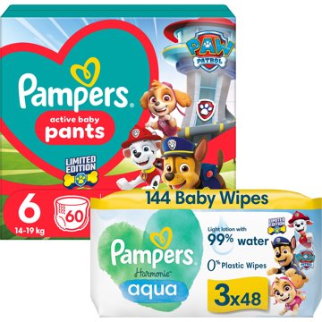 PAMPERS Active Baby Pants Paw Patrol vel. 6 (60 ks) + Harmonie Aqua Paw Patrol ubrousky 3× 48 ks
PAMPERS Active Baby Pants Paw Patrol vel. 6 (60 ks) + Harmonie Aqua Paw Patrol ubrousky 3× 48 ks