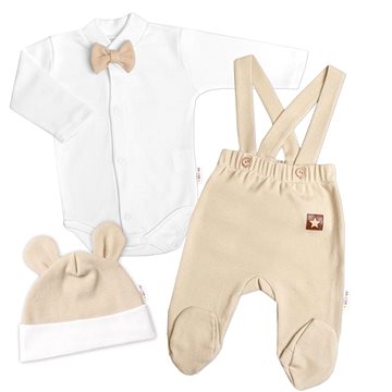 Baby Nellys Bavlněná souprava Gentleman 3D, polodupačky s láclem + čepička, béžová/bílá, vel. 56
Baby Nellys Bavlněná souprava Gentleman 3D, polodupačky s láclem + čepička, béžová/bílá, vel. 56