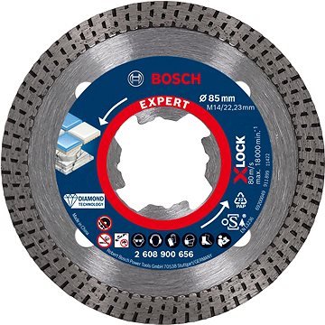 BOSCH Diamantový dělicí kotouč EXPERT HardCeramic X-LOCK 85 × 22,23 × 1,6 × 7 mm 2.608.900.656
BOSCH Diamantový dělicí kotouč EXPERT HardCeramic X-LOCK 85 × 22,23 × 1,6 × 7 mm 2.608.900.656