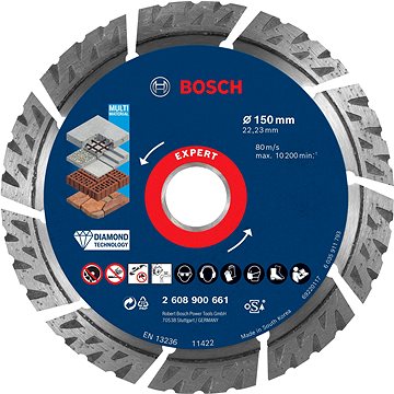 BOSCH Diamantový řezný kotouč EXPERT MultiMaterial 150 × 22,23 × 2,4 × 12 mm 2.608.900.661
BOSCH Diamantový řezný kotouč EXPERT MultiMaterial 150 × 22,23 × 2,4 × 12 mm 2.608.900.661