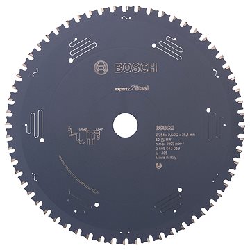 BOSCH Pilový kotouč do okružních pil Expert for Steel 254 × 25,4 × 2,6 mm, 60 2.608.643.059
BOSCH Pilový kotouč do okružních pil Expert for Steel 254 × 25,4 × 2,6 mm, 60 2.608.643.059
