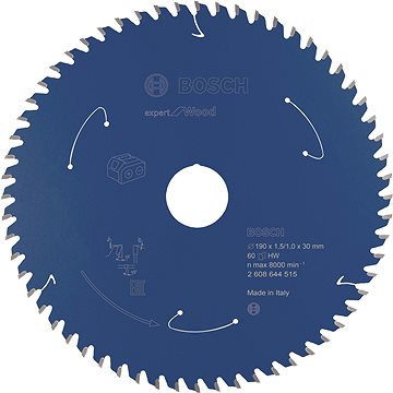 BOSCH Pilový kotouč Expert for Wood pro akumulátorové pily 190 × 1,5/1 × 30 T60 2.608.644.515
BOSCH Pilový kotouč Expert for Wood pro akumulátorové pily 190 × 1,5/1 × 30 T60 2.608.644.515