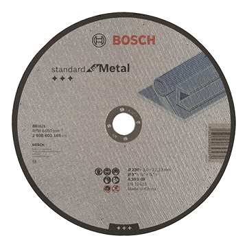 BOSCH Dělicí kotouč rovný Standard for Metal A 30 S BF, 230 mm, 22,23 mm, 3,0 mm 2.608.603.168
BOSCH Dělicí kotouč rovný Standard for Metal A 30 S BF, 230 mm, 22,23 mm, 3,0 mm 2.608.603.168