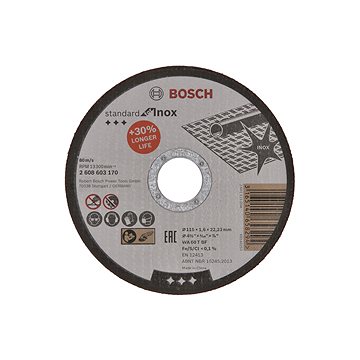 BOSCH Dělicí kotouč rovný Standard for Inox WA 60 T BF, 115 mm, 22,23 mm, 1,6 mm 2.608.603.170
BOSCH Dělicí kotouč rovný Standard for Inox WA 60 T BF, 115 mm, 22,23 mm, 1,6 mm 2.608.603.170
