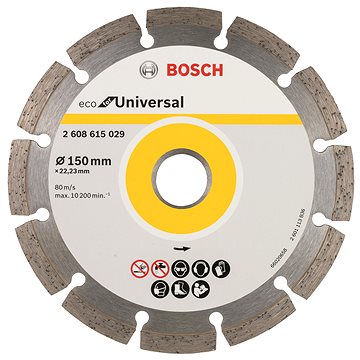 BOSCH Diamantový dělicí kotouč ECO For Universal 150 × 22,23 × 2,1 × 7 mm 2.608.615.042
BOSCH Diamantový dělicí kotouč ECO For Universal 150 × 22,23 × 2,1 × 7 mm 2.608.615.042