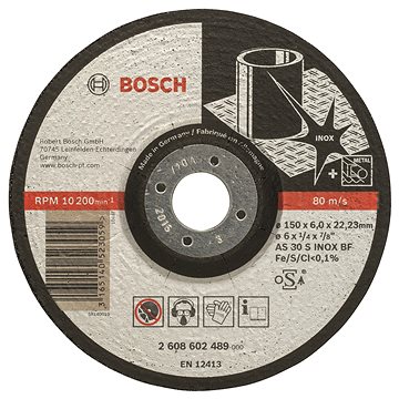 BOSCH Hrubovací kotouč profilovaný Expert for Inox AS 30 S INOX BF, 150 mm, 6,0 mm 2.608.602.489
BOSCH Hrubovací kotouč profilovaný Expert for Inox AS 30 S INOX BF, 150 mm, 6,0 mm 2.608.602.489