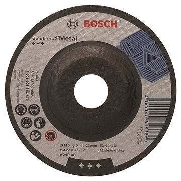 BOSCH Hrubovací kotouč profil. Standard for Metal A 24 P BF, 115 mm, 22,23 mm, 6,0 mm 2.608.603.181
BOSCH Hrubovací kotouč profil. Standard for Metal A 24 P BF, 115 mm, 22,23 mm, 6,0 mm 2.608.603.181