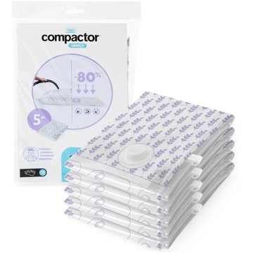 Compactor Sada 5 ks vakuových pytlů Compress L 100 litrů, s vůní Levandule, 70 × 100 cm
Compactor Sada 5 ks vakuových pytlů Compress L 100 litrů, s vůní Levandule, 70 × 100 cm
