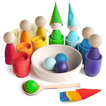 Ulanik Montessori dřevěná hračka „Rainbow: Peg Dolls in Cups with Hats and Balls
Ulanik Montessori dřevěná hračka „Rainbow: Peg Dolls in Cups with Hats and Balls