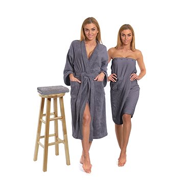 Interkontakt Sada Dark Grey: župan KIMONO + dámský saunový kilt + osuška Velikost županu XXL
Interkontakt Sada Dark Grey: župan KIMONO + dámský saunový kilt + osuška Velikost županu XXL