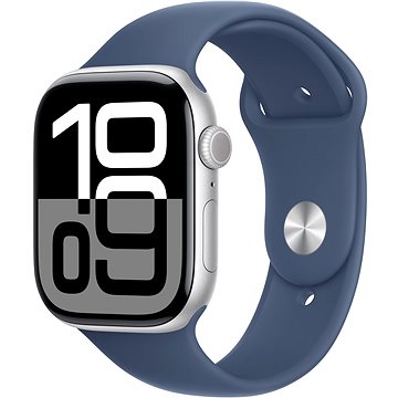 Apple Watch Series 10 42mm Cellular Stříbrný hliník s denimovým sportovním řemínkem - S/M
Apple Watch Series 10 42mm Cellular Stříbrný hliník s denimovým sportovním řemínkem - S/M