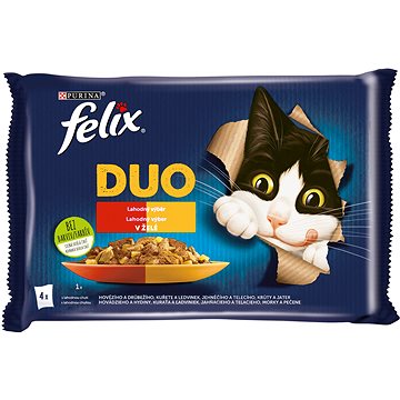 Felix Fantastic DUO kuře a ledvinky, hovězí a drůbeží, krůta a játra, jehněčí a telecí 4 x 85 g
Felix Fantastic DUO kuře a ledvinky, hovězí a drůbeží, krůta a játra, jehněčí a telecí 4 x 85 g
