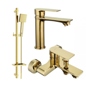 MEXEN Mexen Royo DQ45 Set umyvadlové a vanové baterie s příslušenstvím, zlatý (72203DQ45-50)
MEXEN Mexen Royo DQ45 Set umyvadlové a vanové baterie s příslušenstvím, zlatý (72203DQ45-50)