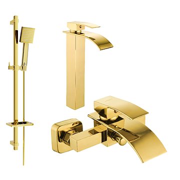 MEXEN Aries DQ45 Set umyvadlové a vanové baterie s příslušenstvím, zlato 744813DQ45-50
MEXEN Aries DQ45 Set umyvadlové a vanové baterie s příslušenstvím, zlato 744813DQ45-50