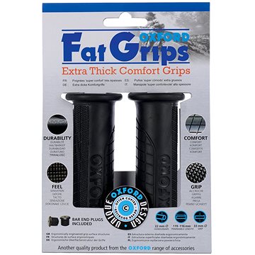 Oxford gripy Fat grips s větší vnějším průměrem, černá pryž, tvrdost pryže medium, na řidítka o prům
Oxford gripy Fat grips s větší vnějším průměrem, černá pryž, tvrdost pryže medium, na řidítka o prům