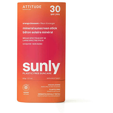 ATTITUDE Sunly 100 % minerální ochranná tyčinka na celé tělo SPF 30 s vůní Orange Blossom 60 g
ATTITUDE Sunly 100 % minerální ochranná tyčinka na celé tělo SPF 30 s vůní Orange Blossom 60 g
