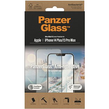 PanzerGlass Apple iPhone 13 Pro Max/14 Plus s Anti-reflexní vrstvou a instalačním rámečkem
PanzerGlass Apple iPhone 13 Pro Max/14 Plus s Anti-reflexní vrstvou a instalačním rámečkem