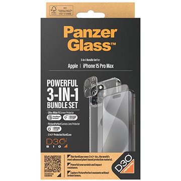PanzerGlass Bundle 3v1 Apple iPhone 15 Pro Max (PG sklo + HardCase D30 + Camera Protector)
PanzerGlass Bundle 3v1 Apple iPhone 15 Pro Max (PG sklo + HardCase D30 + Camera Protector)