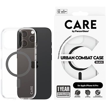 PanzerGlass CARE kryt Apple iPhone 16 Pro MagSafe Combat čirý/černý + záruka proti žloutnutí
PanzerGlass CARE kryt Apple iPhone 16 Pro MagSafe Combat čirý/černý + záruka proti žloutnutí