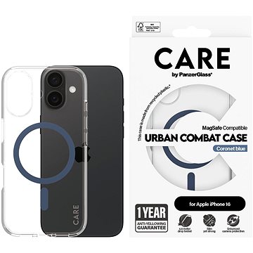 PanzerGlass CARE kryt Apple iPhone 16 MagSafe Combat čirý/modrý + záruka proti žloutnutí
PanzerGlass CARE kryt Apple iPhone 16 MagSafe Combat čirý/modrý + záruka proti žloutnutí
