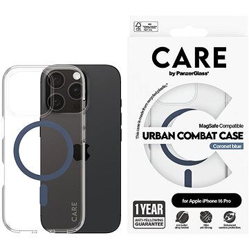PanzerGlass CARE kryt Apple iPhone 16 Pro MagSafe Combat čirý/modrý + záruka proti žloutnutí
PanzerGlass CARE kryt Apple iPhone 16 Pro MagSafe Combat čirý/modrý + záruka proti žloutnutí