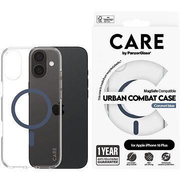PanzerGlass CARE kryt Apple iPhone 16 Plus MagSafe Combat čirý/modrý + záruka proti žloutnutí
PanzerGlass CARE kryt Apple iPhone 16 Plus MagSafe Combat čirý/modrý + záruka proti žloutnutí