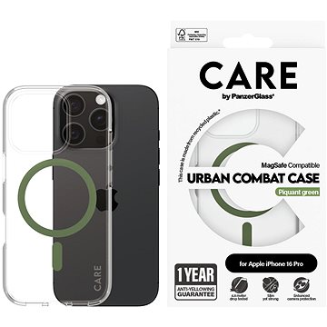 PanzerGlass CARE kryt Apple iPhone 16 Pro MagSafe Combat čirý/zelený + záruka proti žloutnutí
PanzerGlass CARE kryt Apple iPhone 16 Pro MagSafe Combat čirý/zelený + záruka proti žloutnutí