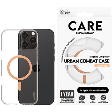 PanzerGlass CARE kryt Apple iPhone 16 Pro Max MagSafe Combat čirý/broskvový + záruka proti žloutnutí
PanzerGlass CARE kryt Apple iPhone 16 Pro Max MagSafe Combat čirý/broskvový + záruka proti žloutnutí