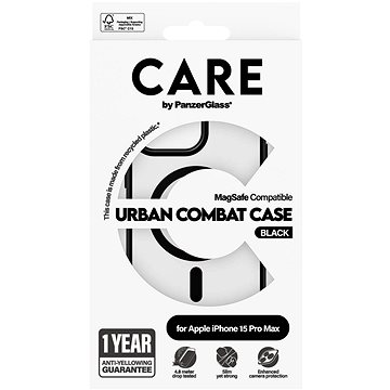 PanzerGlass CARE kryt Apple iPhone 15 Pro Max MagSafe Urban Combat černý/černý
PanzerGlass CARE kryt Apple iPhone 15 Pro Max MagSafe Urban Combat černý/černý