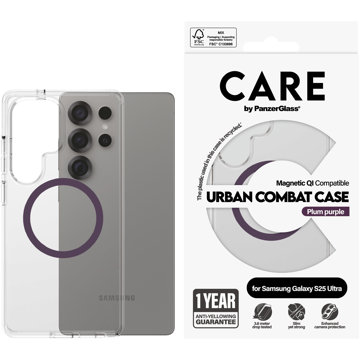 PanzerGlass CARE kryt Samsung Galaxy S25 Ultra Urban Combat čirý/fialový QI (Plum Purple)
PanzerGlass CARE kryt Samsung Galaxy S25 Ultra Urban Combat čirý/fialový QI (Plum Purple)