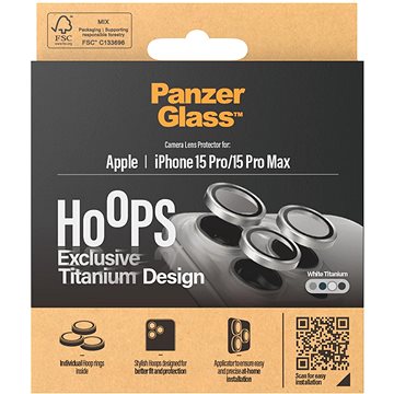PanzerGlass HoOps Apple iPhone 16 Pro/15 Pro/16 Pro Max/15 Pro Max ochr. kroužky foto bilý titan
PanzerGlass HoOps Apple iPhone 16 Pro/15 Pro/16 Pro Max/15 Pro Max ochr. kroužky foto bilý titan