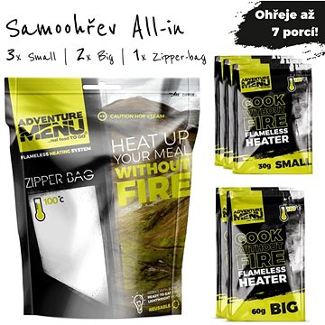 Adventure Menu - Samoohřev ALLinONE (3 ks 30 g + 2ks 60 g + zipper bag) 
Adventure Menu - Samoohřev ALLinONE (3 ks 30 g + 2ks 60 g + zipper bag)