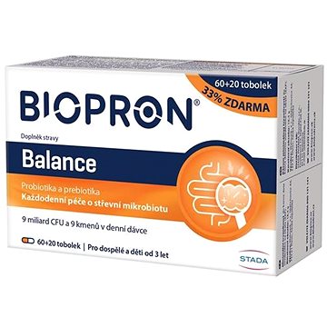Biopron Balance, probiotika a prebiotika, každodenní péče o střevní mikrobiotu, 60+20 tobolek
Biopron Balance, probiotika a prebiotika, každodenní péče o střevní mikrobiotu, 60+20 tobolek