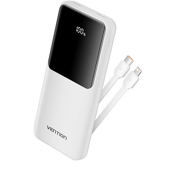 Vention 10000mAh Power Bank with Integrated USB-C and Lightning Cables 22.5W White LED Display Type
Vention 10000mAh Power Bank with Integrated USB-C and Lightning Cables 22.5W White LED Display Type
