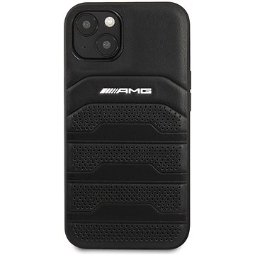 Obrázok AMHCP13MGSEBK AMG Genuine Leather Perforated Zadní Kryt pro iPhone 13 Black