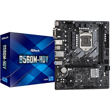 Obrázok ASRock MB Sc LGA1200 B560M-HDV, Intel B560, 2xDDR4, 1xHDMI, 1xDVI, 1xVGA, mATX, B560M-HDV