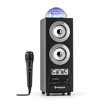 Obrázok Auna DiscoStar Silver, prenosný 2.1 bluetooth reproduktor, USB, akumulátor, LED, mikrofón