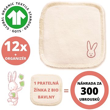 Obrázok BABYBIO Sada hygienické žínky z BIO bavlny 12 ks (3288131400051)