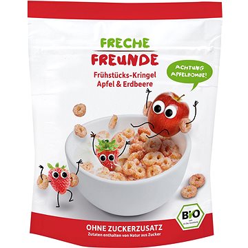 Obrázok Freche Freunde BIO Cereálie Chrumkavé krúžky – Jablko a jahoda 125 g (4260618520161)