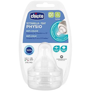 Obrázok CHICCO Cumlík na fľašu Perfect 5 fyziologický silikón, pomalý prietok 0 m+, 2 ks