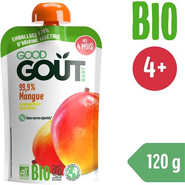 Obrázok GOOD GOUT BIO Ovocné pyré bez lepku Mango 120 g – ovocný príkrm