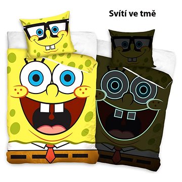 Obrázok CARBOTEX -  CARBOTEX Obojstranné svietiace obliečky SPONGEBOB, 140/200+70/90, SBOB203030