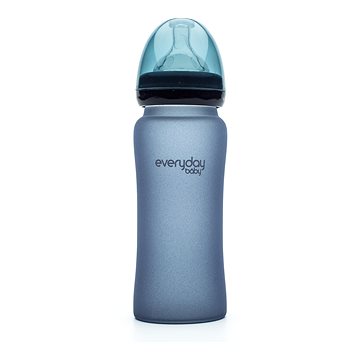 Obrázok Everyday Baby sklenená fľaša  s termosenzorom, 300 ml, tmavo modrá