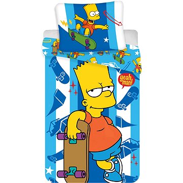 Obrázok Jerry Fabrics Detské bavlnené obliečky The Simpsons Bart skater, 140 x 200 cm, 70 x 90 cm