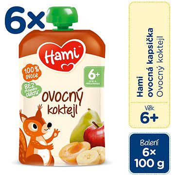 Obrázok 6x HAMI Kapsička ovocná Ovocný kokteil 100 g, 6+